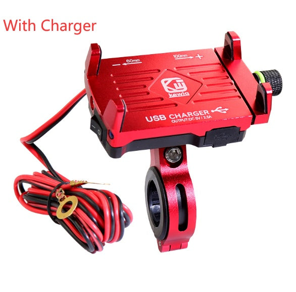 Aluminum alloy motorcycle mobile phone holder w/ charger