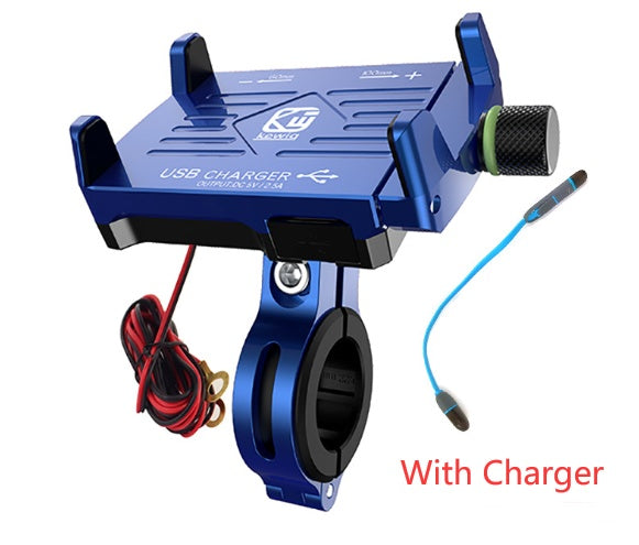 Aluminum alloy motorcycle mobile phone holder w/ charger