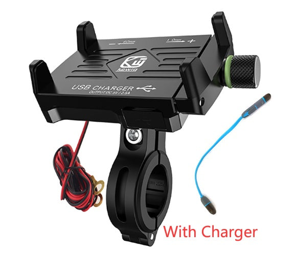 Aluminum alloy motorcycle mobile phone holder w/ charger