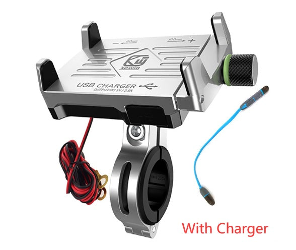 Aluminum alloy motorcycle mobile phone holder w/ charger