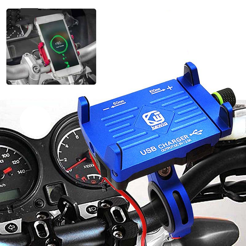 Aluminum alloy motorcycle mobile phone holder w/ charger